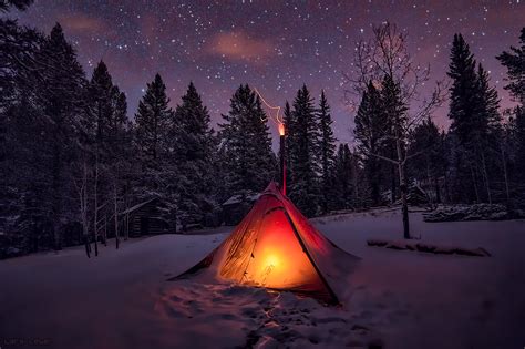 Download Star Starry Sky Forest Camping Light Tent Night Snow