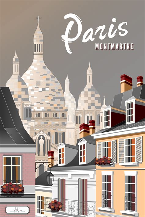 Paris Poster French Print France Retro Vintage Poster Montmartre