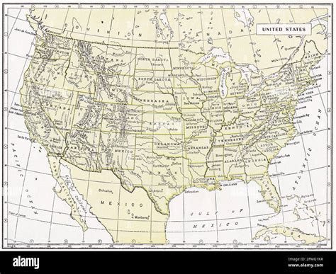 Vintage Map Of The United States Usa 1930s Stock Photo Alamy