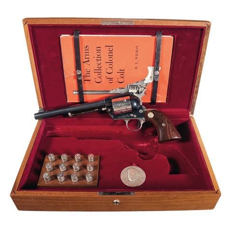 colt col sam colt sesquicentennial commemorative single action army revolver with wood case