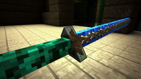 Green And Blue Sword On The Floor Background Pictures Of Minecraft