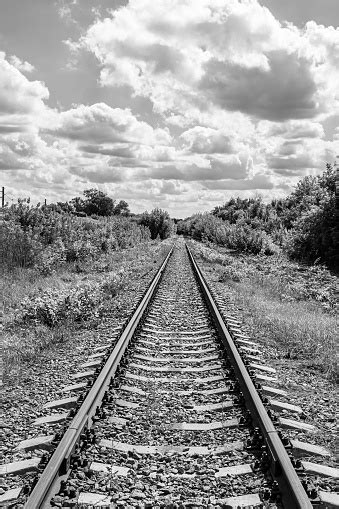 Photography To Theme Railway Track After Passing Train On Railroad