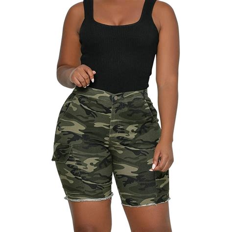 Enwejyy Enwejyy Women Camouflage High Waist Cargo Shorts