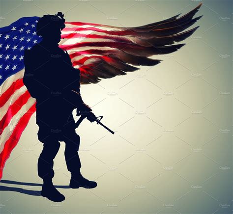 Silhouette Of Soldier In Front Of Us Flag Creative Daddy