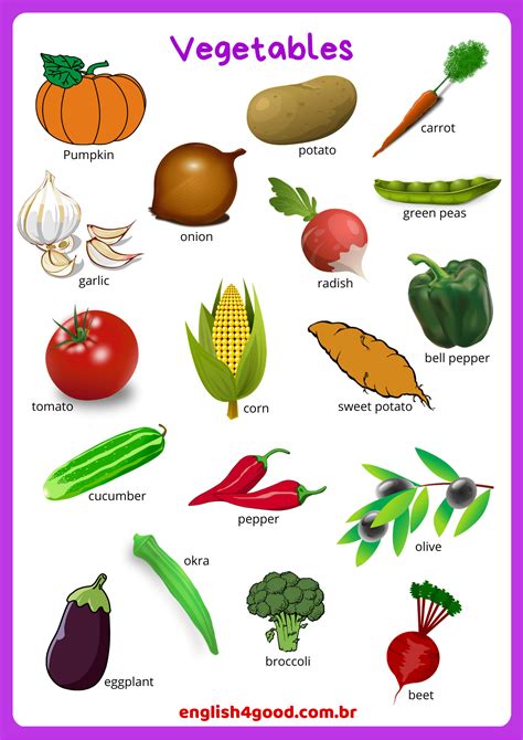 Esl Vocabulary Flashcards Learning English For Kids Name Of Vegetables