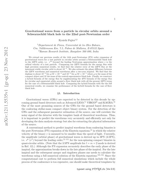 Pdf Gravitational Waves From A Particle In Circular Orbits Around A