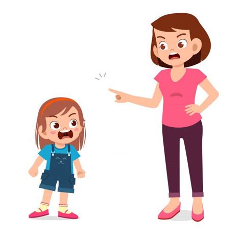 Mom Try To Talk With Her Angry Kid Girl Angry Child Kids Cartoon