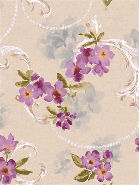 Ave maria wallpaper cb11008 by seabrook designer series wallpaper. Floral Wallpaper FF50609 by Seabrook Wallpaper