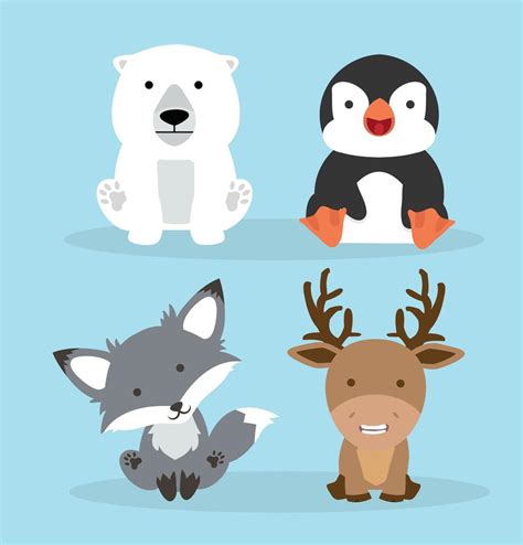 Collection Of Cute Arctic Animals 1750214 Vector Art At Vecteezy