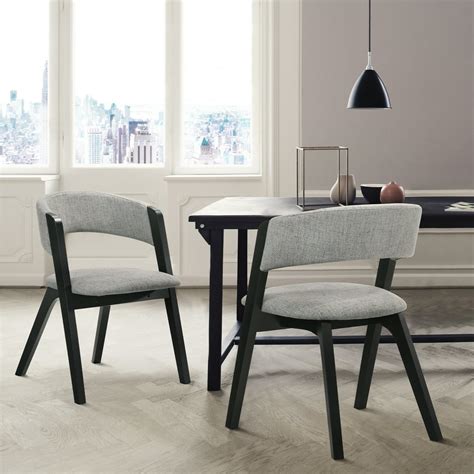 Rowan Mid Century Modern Accent Dining Chair In Black Finish And Grey