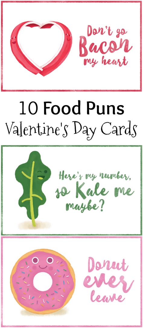 My son made me a rather lovely fathers' day card for last weekend, so here is a page of card jokes. 10 Food Pun Valentine's Day Cards - Free Printables