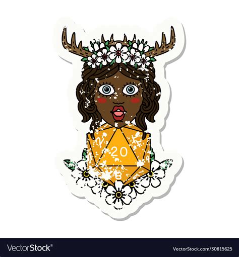 Human Druid With Natural Twenty Dice Roll Vector Image
