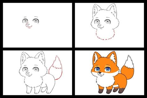 How To Draw A Cute Cartoon Fox Step By Step Fox Cartoon Drawing