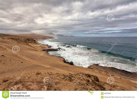 Volcanic Landscape Of Fuerteventura Canary Islands Spain Stock Photo