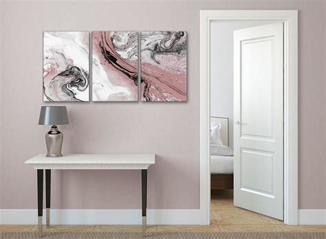 Blush Pink And Grey Living Room Canvas Wall Art