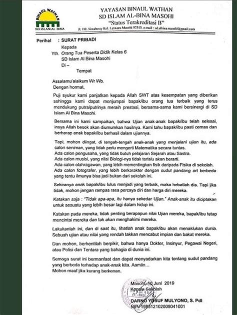 Contoh Surat Edaran Kepada Orang Tua Siswa Kumpulan Contoh