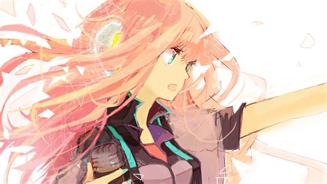 Headphones Vocaloid Blue Eyes Megurine Luka Long Hair Pink Hair