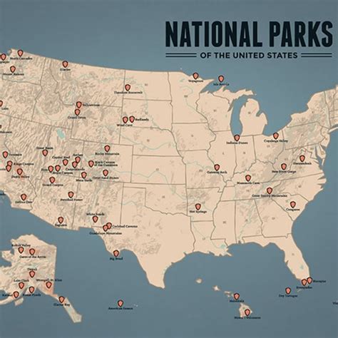 Us National Parks Map 18x24 Poster Etsy