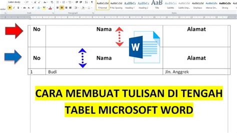 Cara Membuat Tulisan Di Posisi Tengah Tabel Microsoft Word Youtube