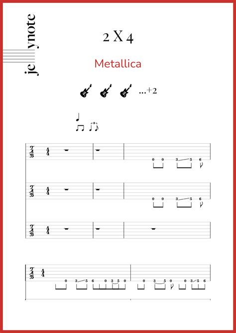 Partituras De Metallica X Guitarra Y Bajo Jellynote