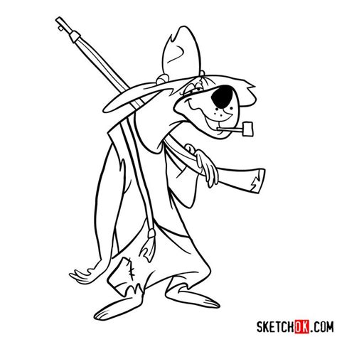 A Drawing Of A Cartoon Character With A Hat On And A Cane In His Hand