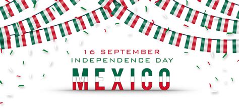 Happy Mexico Independence Day With Garland Flag Confetti Background