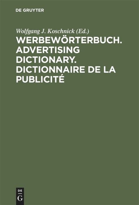 Werbewörterbuch Advertising Dictionary Dictionnaire De La Publicité