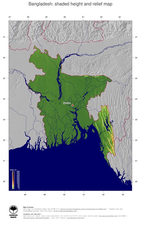 Map Bangladesh Ginkgomaps Continent Asia Region Bangladesh