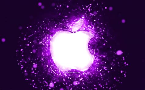 Download Wallpapers Apple Violet Logo 4k Violet Neon Lights Creative