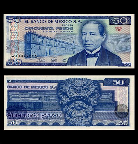 Billete México 50 Pesos Benito Juárez NumismÁtica Martell