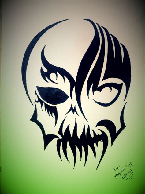 Wings of an angel and a demon. Devil's Skull - tribal tattoo by jaguarcliff on DeviantArt