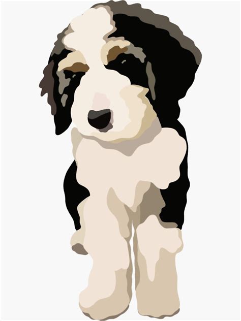 Bernedoodle Dog Portrait Digital Illustration Sticker For Sale By