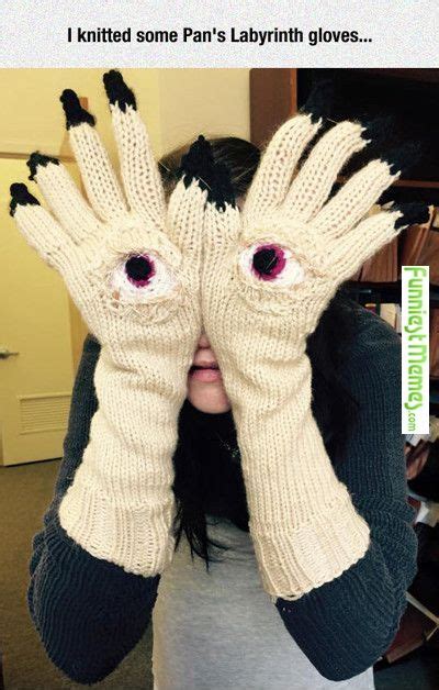 Funny Memes Knitting Gloves Labyrinth