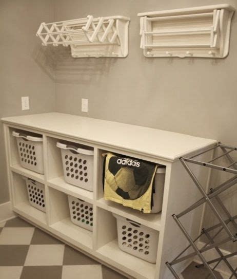 So just like kim did, think about if you will be folding clothes there, or need storage for your laundry baskets or where you will store the ironing. Wall shelves and cabinet with door from ikea as laundry ...