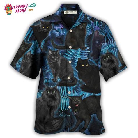 Black Cat Midnight In Jungle Hawaiian Shirt Trendy Aloha Trendy Aloha