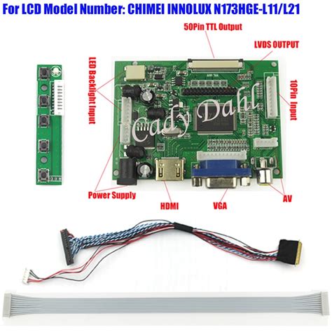 Hdmi Vga 2av Lvds Controller Board 40 Pins Lvds Cable Kits For