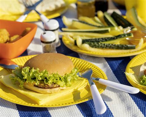 Summertime A Picnic On The Beach Stock Photo Image Of Blue