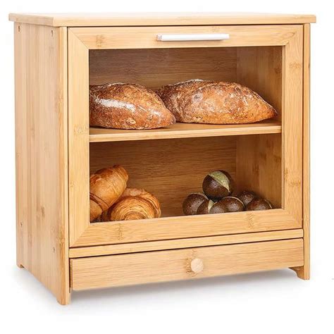 Extra Large Bread Box Ga Homefavor Bamboo Bread Boxes For Kitchen