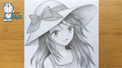 30,000+ vectors, stock photos & psd files. How to draw Anime girl with hat - Manga girl pencil sketch ...