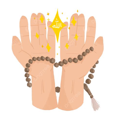 기도하는 손 일러스트 두아 이슬람교도 라마단과 염주 Tasbih 기도 손 이슬람교도 라마단 Png 일러스트 및 Psd