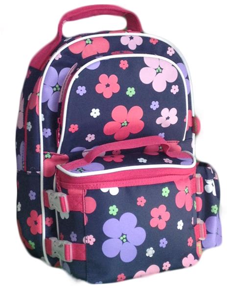 Kids Backpacklunchbox Combo In Navy Blossom Backpacks School Bags