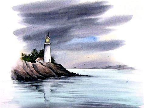 Watercolour Tutorial Paint An Atmospheric Lighthouse Seascape