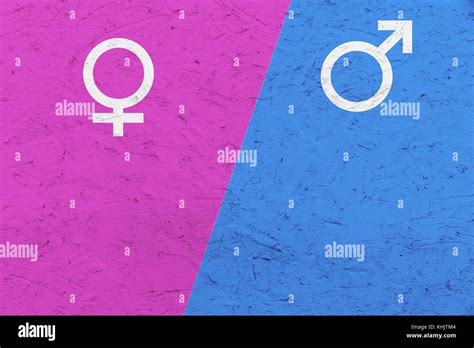 Male And Female Gender Symbols Mars And Venus Signs Over Pink And
