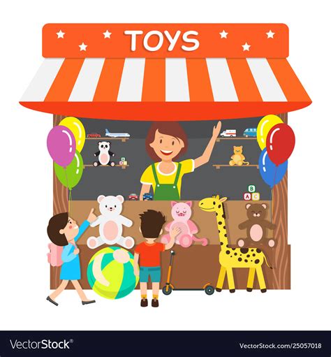 Toys Store Gift Shop Flat Royalty Free Vector Image