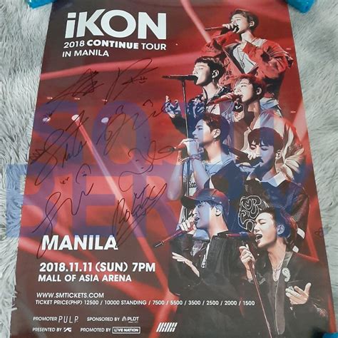 IKON OT Continue Tour In Manila SIGNED Poster Read Description