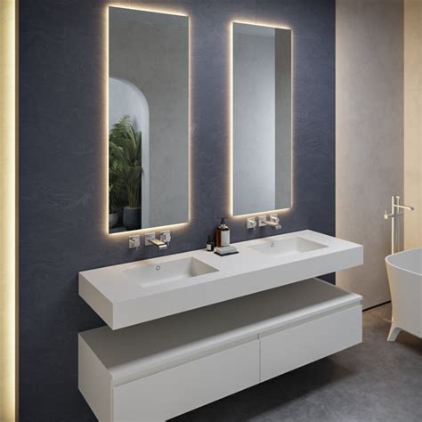Quiet Dupont™ Corian® Wall Mounted Double Washbasin