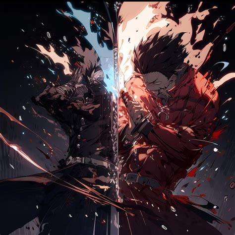 Premium Photo Anime Characters Fighting With Swords In A Dark Room With A Light Generative Ai