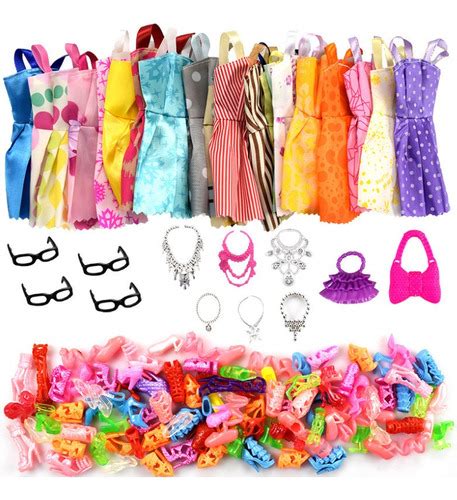 Conjunto 32 Pzas Barbie Lote 10 Vestidos Accesorios Barbie Meses Sin Intereses