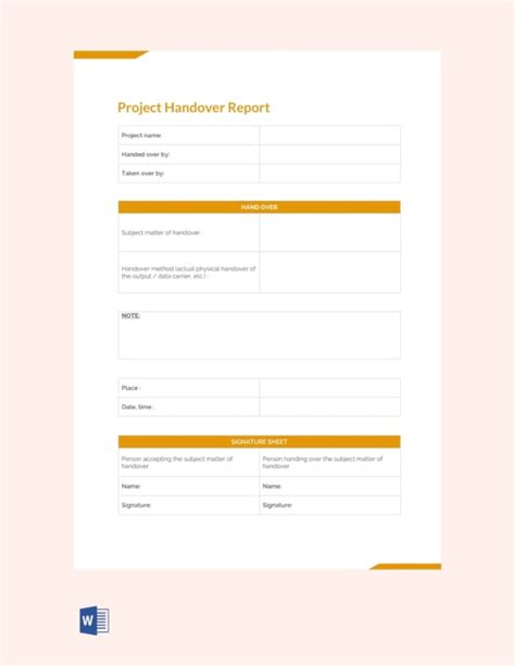Handing Over Notes Template