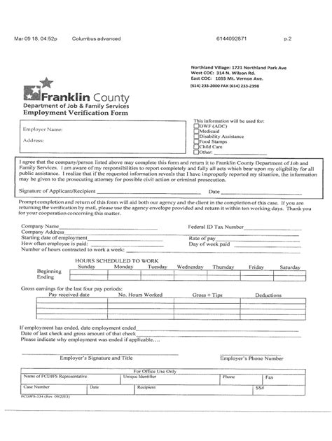 Odjfs Employment Verification Form Franklin County Fill Out And Sign